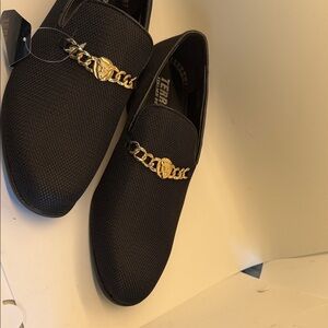 MEN'S black  WITH GOLD BUCKLE WEDDING PARTY LOAFERS BY TERRONI S0025